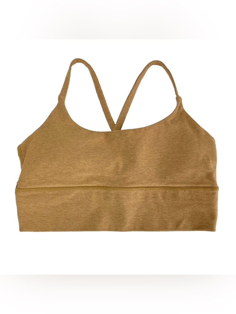 Vuori Long Line Elevation Sports Bra Womens Large Mustard Yellow Padded Top